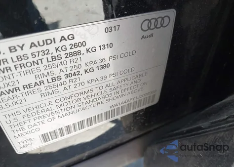 2018 Audi Sq5 3.0T Premium Plus из США, поврежденный, VIN WA1A4AFY1J2008989